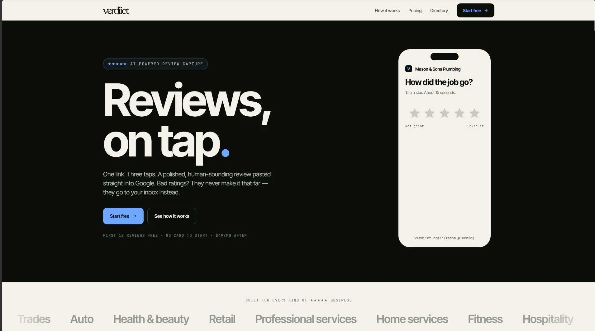 Verdiict — Review capture that filters the bad ones before Google sees them